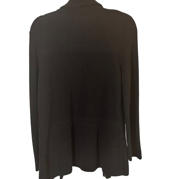 Jones New York XL Black Open Front Cardigan With Ribbed Design & Pockets - Picture 2 of 10